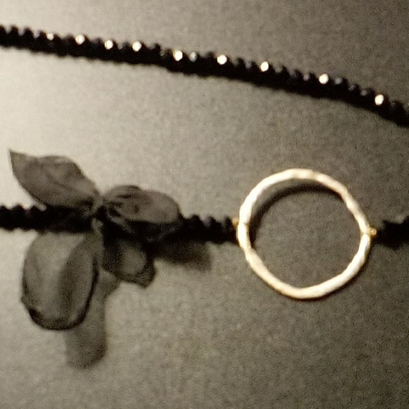 Elegant Black Glass Bead Chiffon Silver Long Necklace - Picture 3 of 5